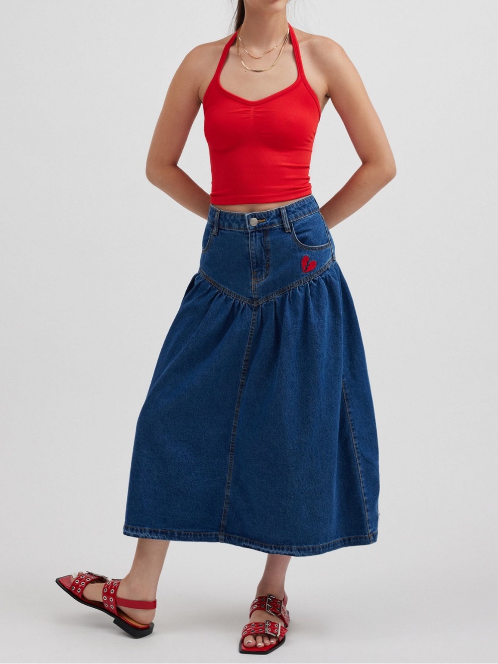 NWT Clara Drop Waist Denim Mini Skirt Kimchi Blue